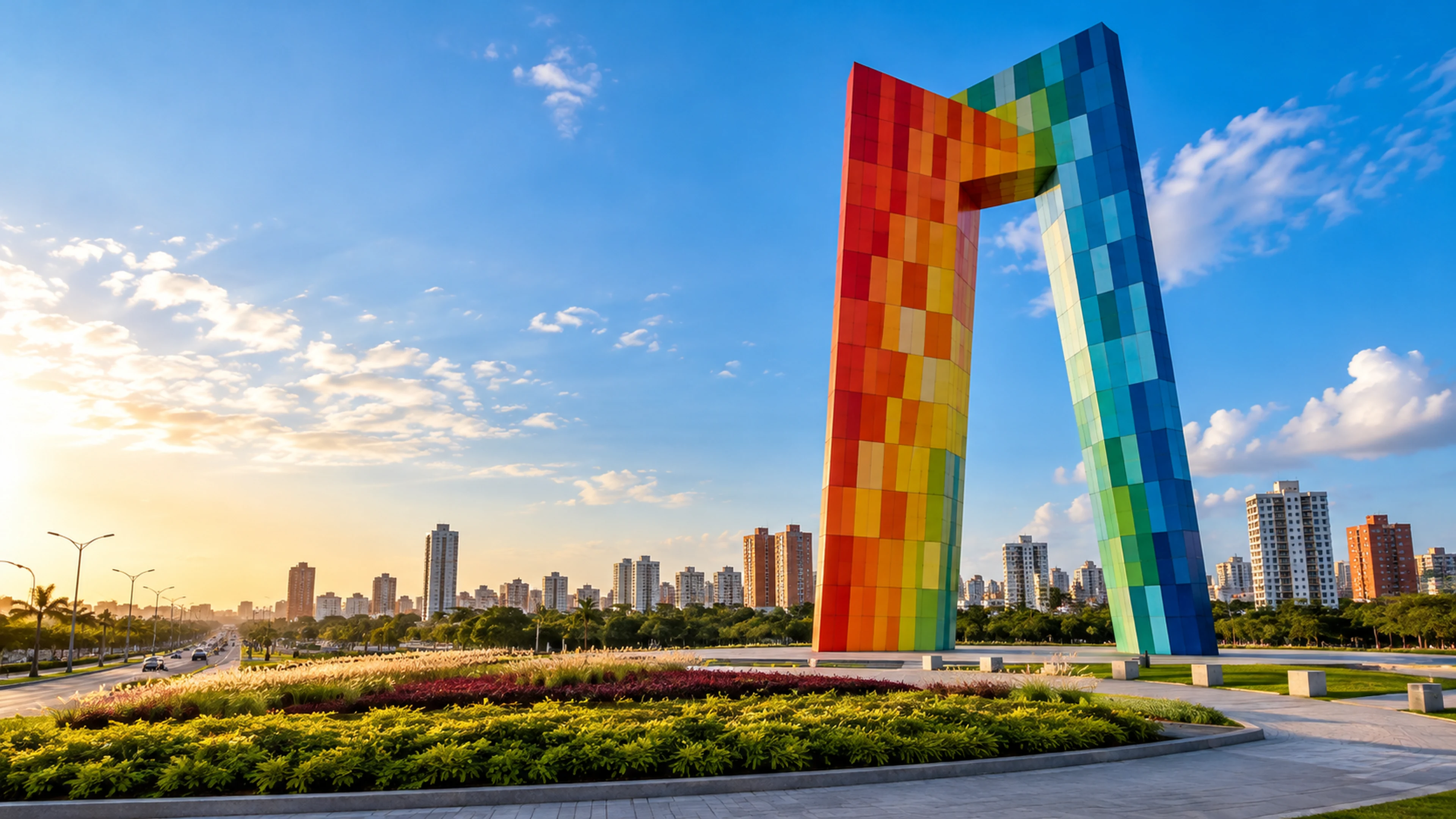 Representación digital inspirada en el monumento Ventana al Mundo de Barranquilla, no fotografía real.